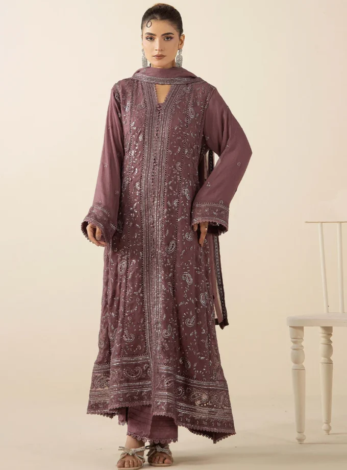 Adan Libas chiffon gown donkerlila- 3delig