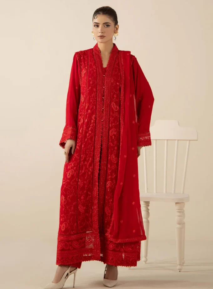 Adan Libas chiffon gown rood- 3delig