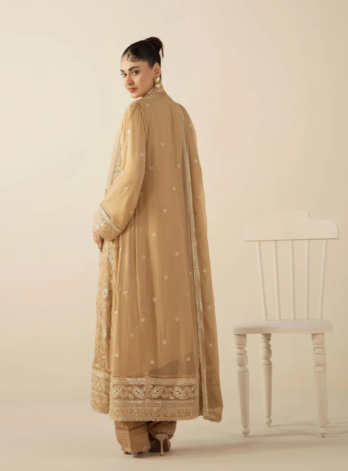 Adan Libas chiffon gown beige- 3delig