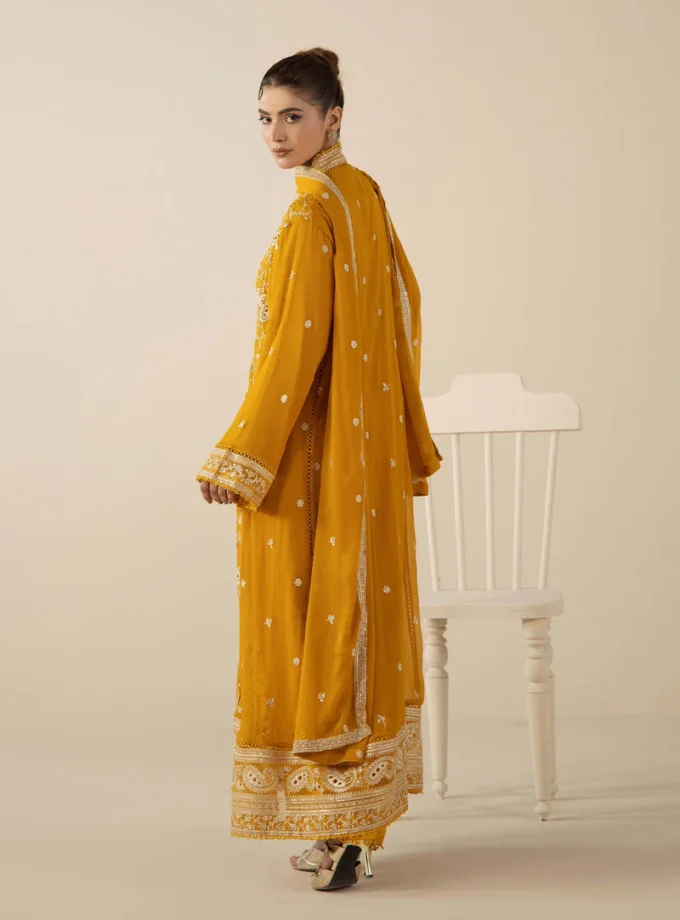 Adan Libas chiffon gown mosterd- 3delig