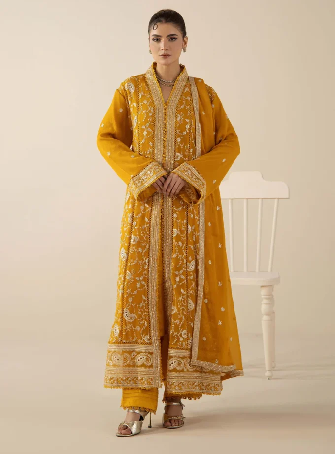 Adan Libas chiffon gown mosterd- 3delig