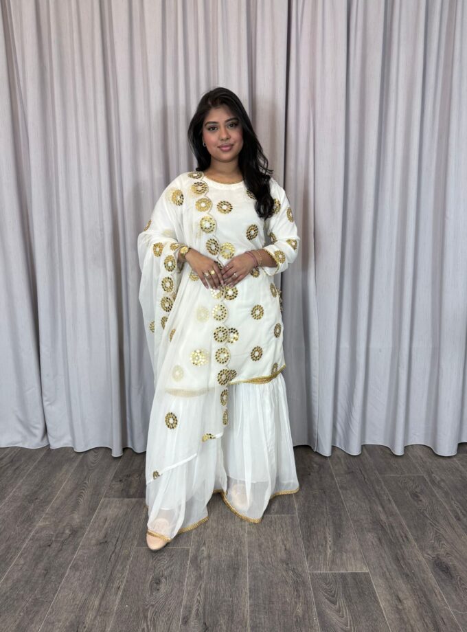 Moeder dochter combi chiffon sharara - wit