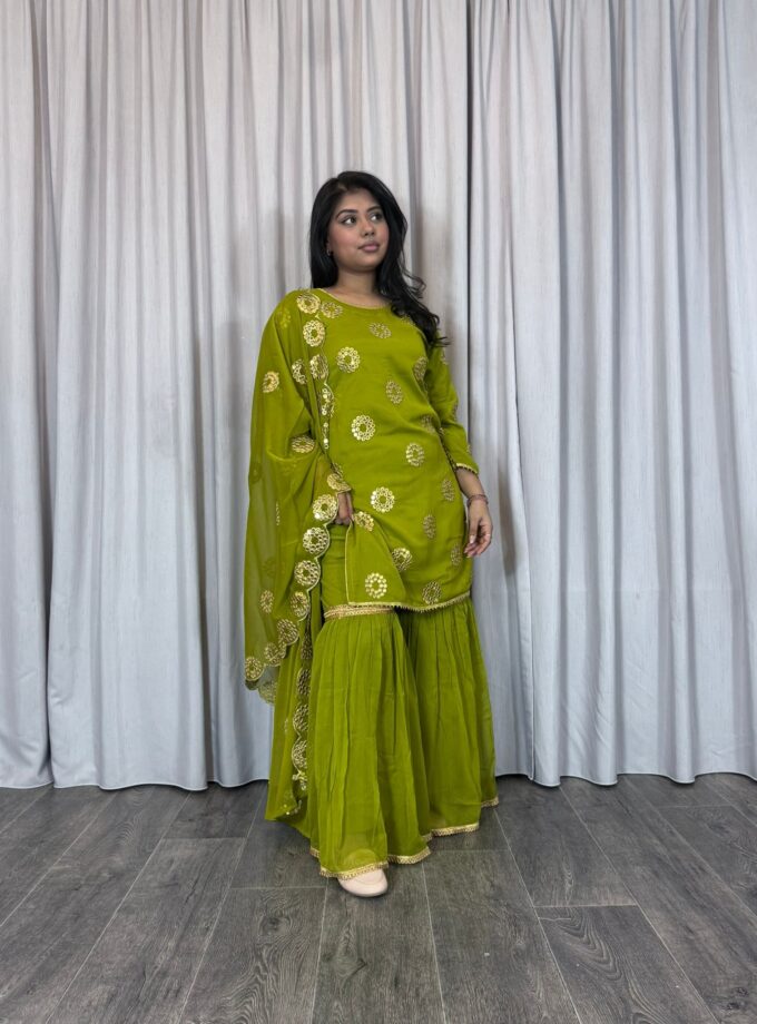 Moeder dochter combi chiffon sharara - groen