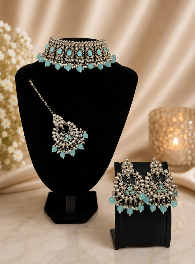Sieradenset 1034- goud met turquoise