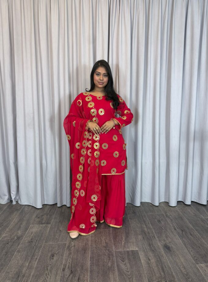 Moeder dochter combi chiffon sharara - fuchsia