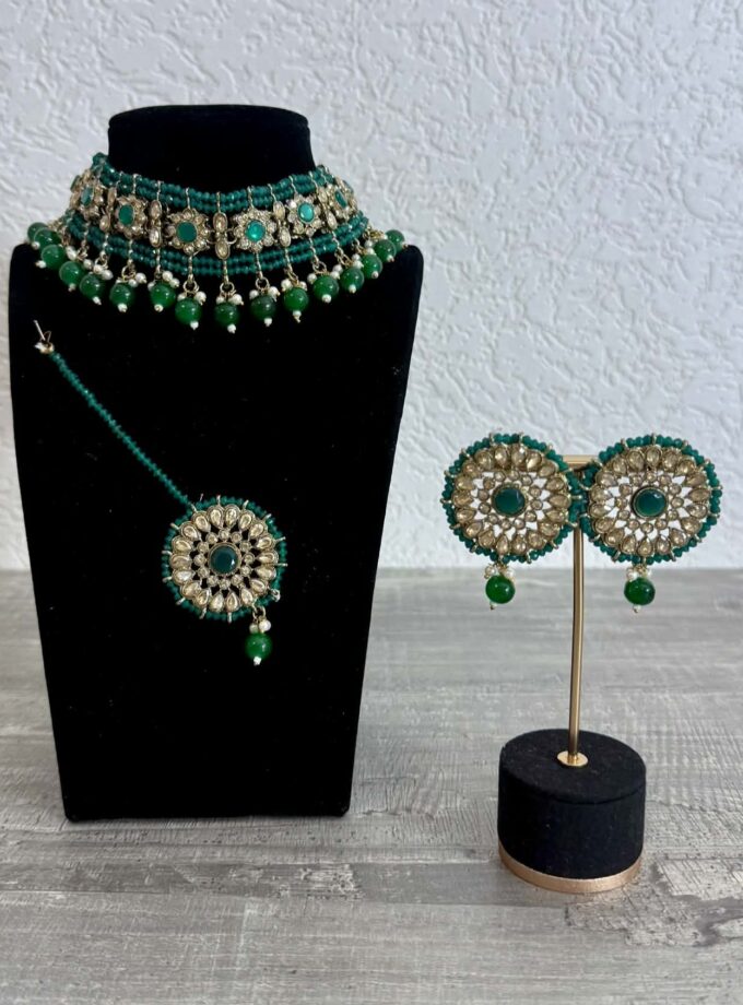 Sieradenset 1051 goud met smaragdgroen