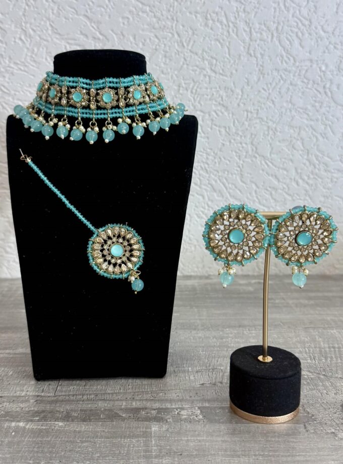 Sieradenset 1044- goud met turquoise