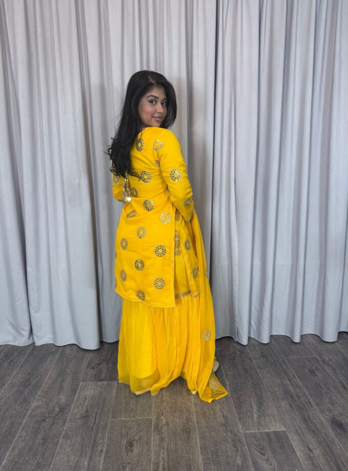 Moeder dochter combi chiffon sharara - geel