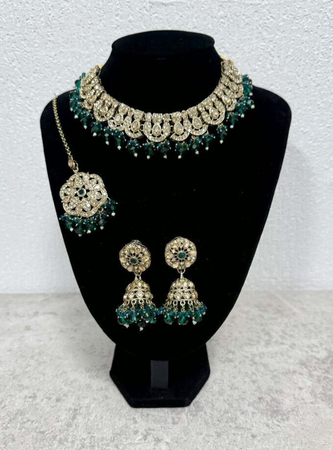 Sieradenset 1061- goud met zeegroen