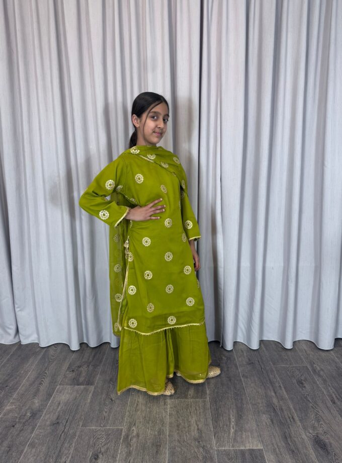 Moeder dochter combi chiffon sharara - groen