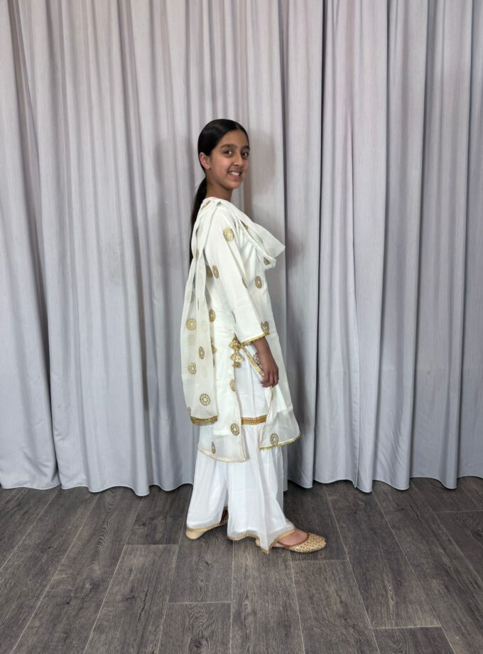 Moeder dochter combi chiffon sharara - wit