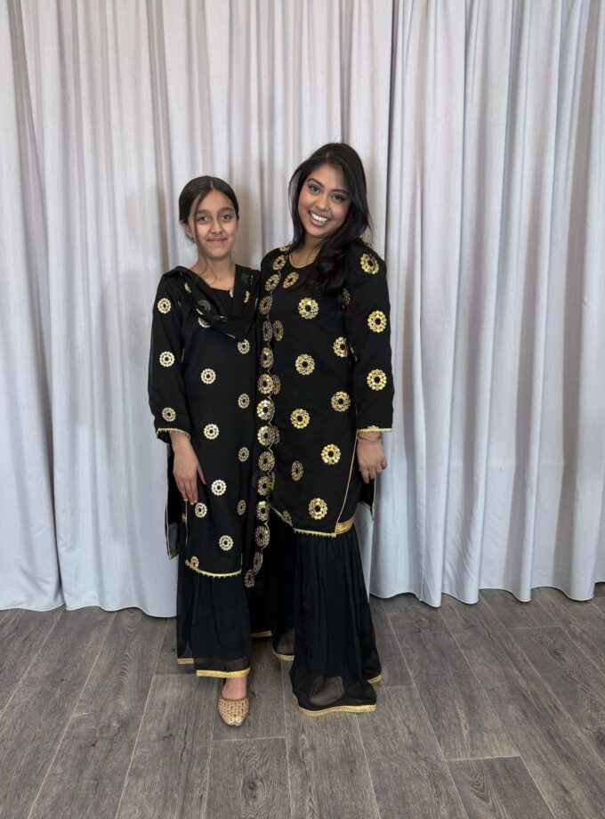 Moeder dochter combi chiffon sharara - zwart