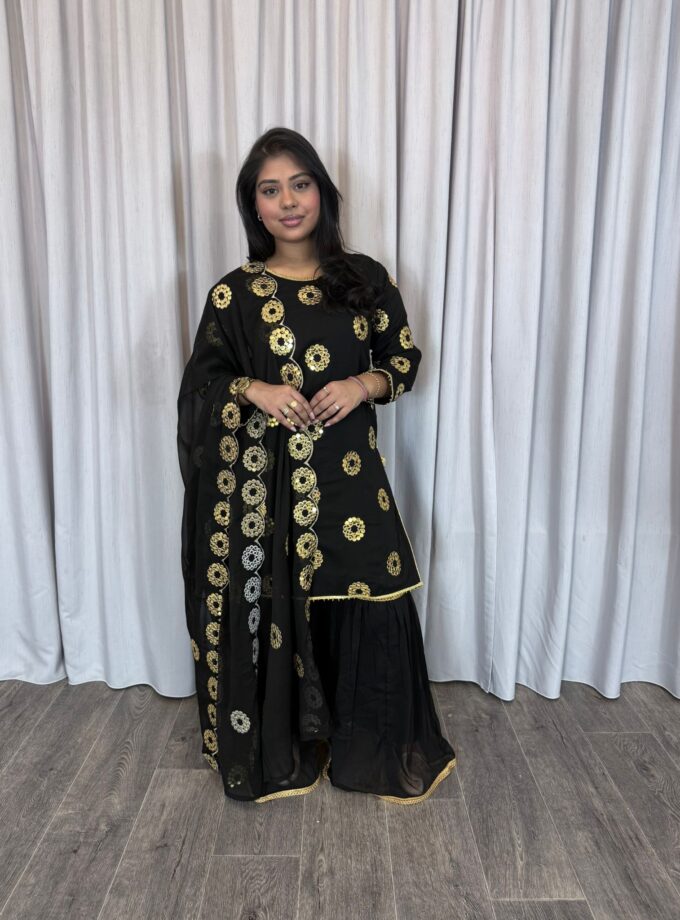 Moeder dochter combi chiffon sharara - zwart