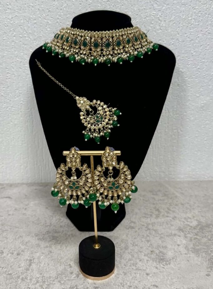 Sieradenset 1059- goud met groen