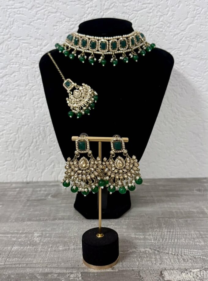 Sieradenset 1058- goud met groen