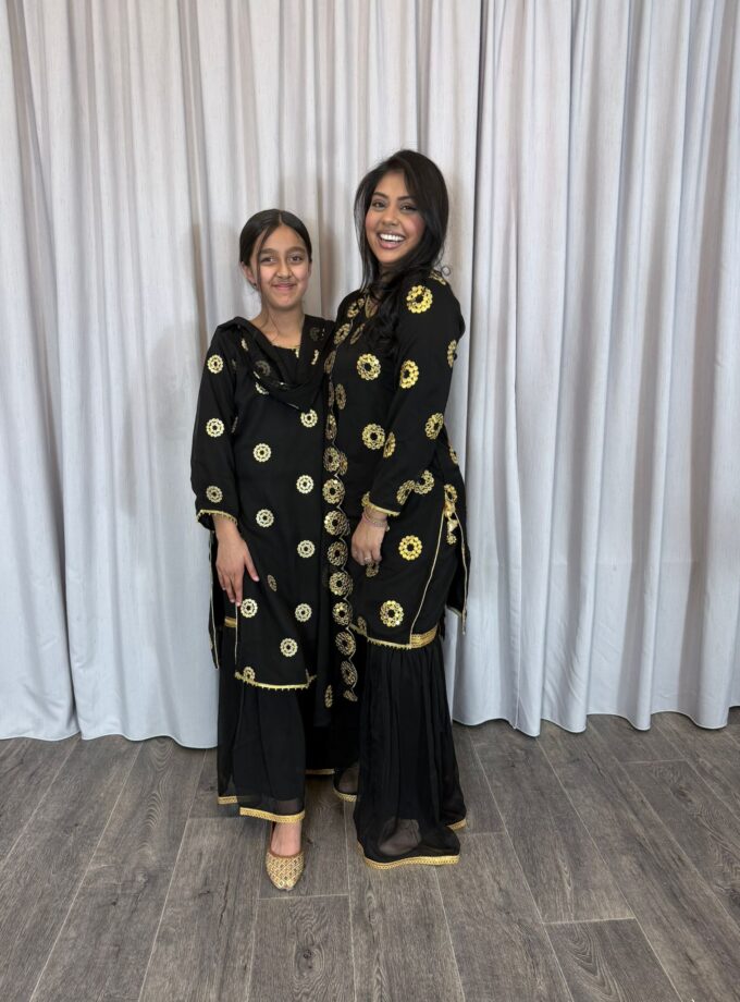 Moeder dochter combi chiffon sharara - zwart