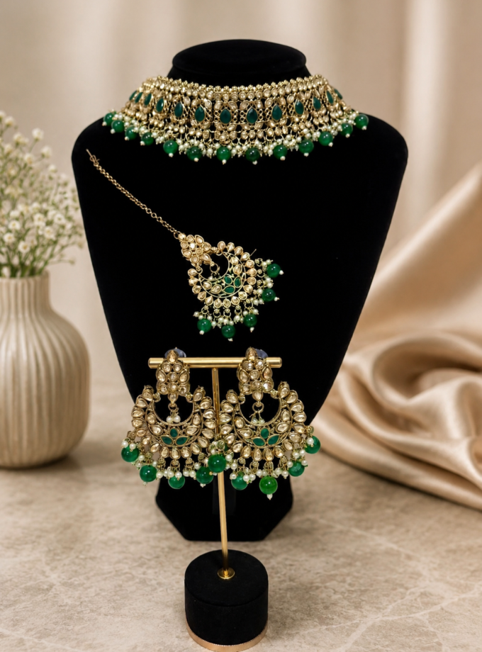 Sieradenset 1059- goud met groen