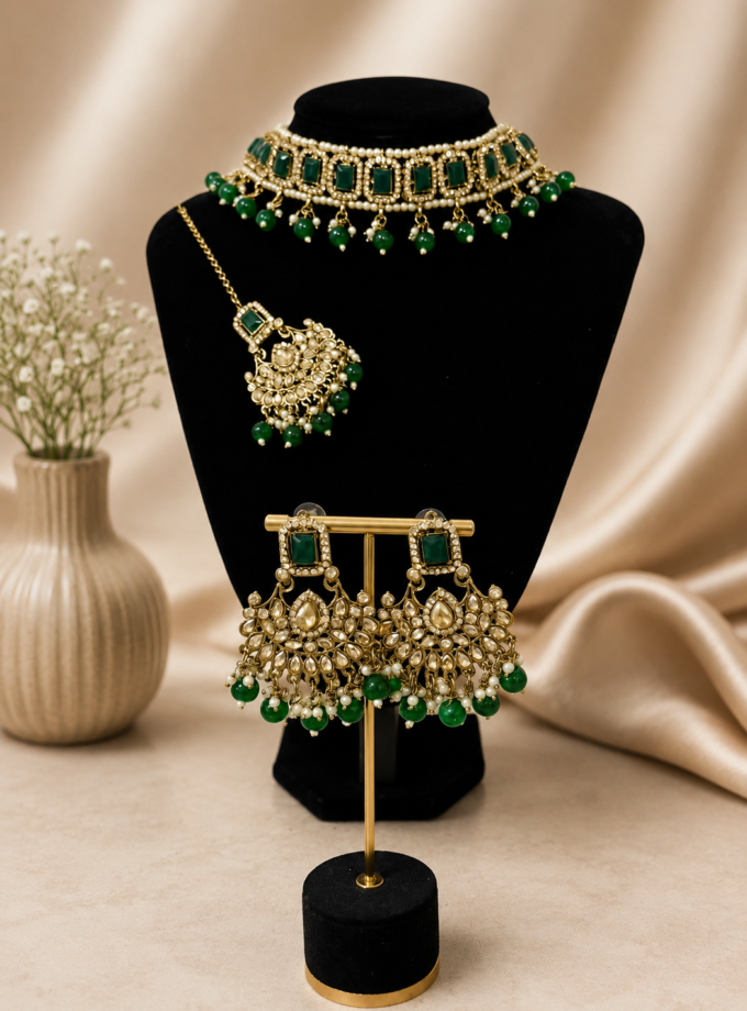 Sieradenset 1058- goud met groen