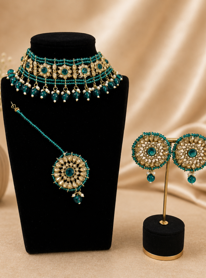 Sieradenset 1052 goud met zeegroen