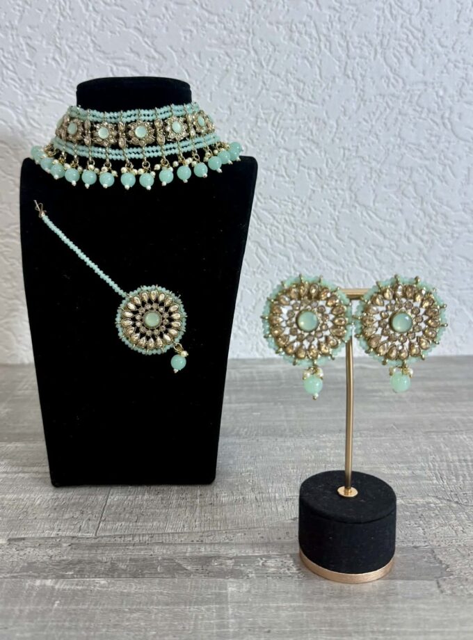 Sieradenset 1050 goud met mintgroen