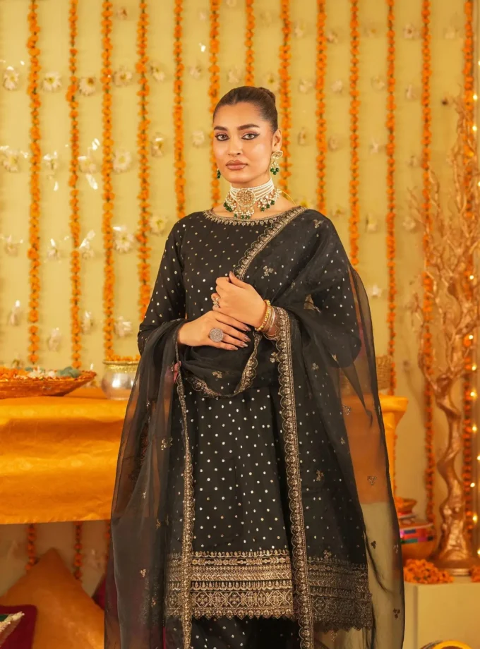 Shaposh Chambray bindi frok- 3 delig zwart