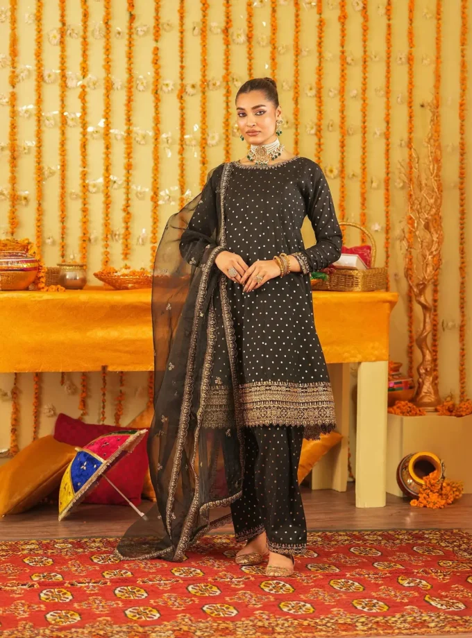 Shaposh Chambray bindi frok- 3 delig zwart