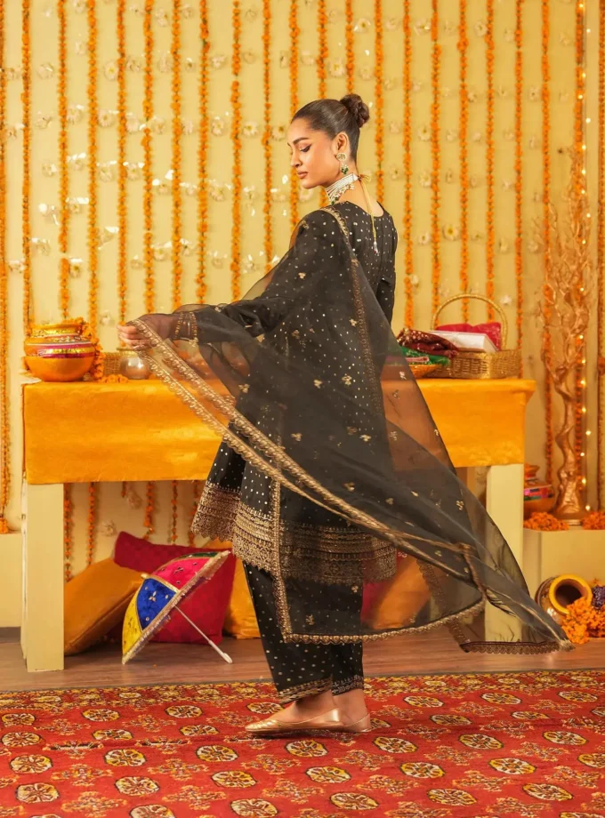 Shaposh Chambray bindi frok- 3 delig zwart