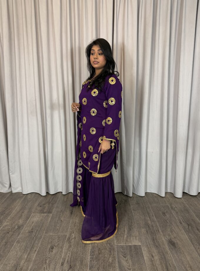 Moeder dochter combi chiffon sharara - paars