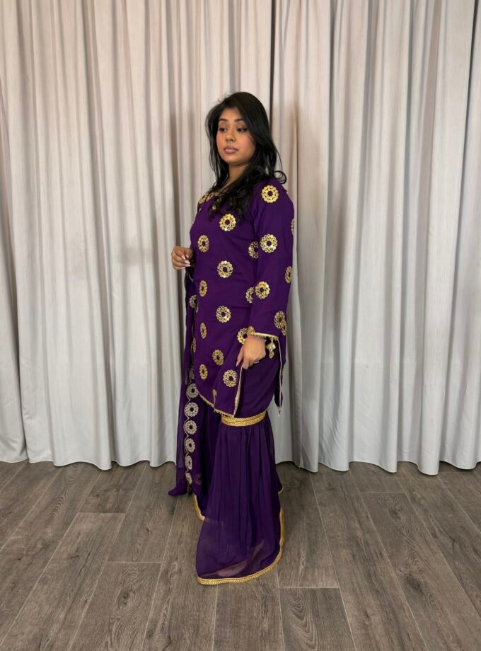 Moeder dochter combi chiffon sharara - paars