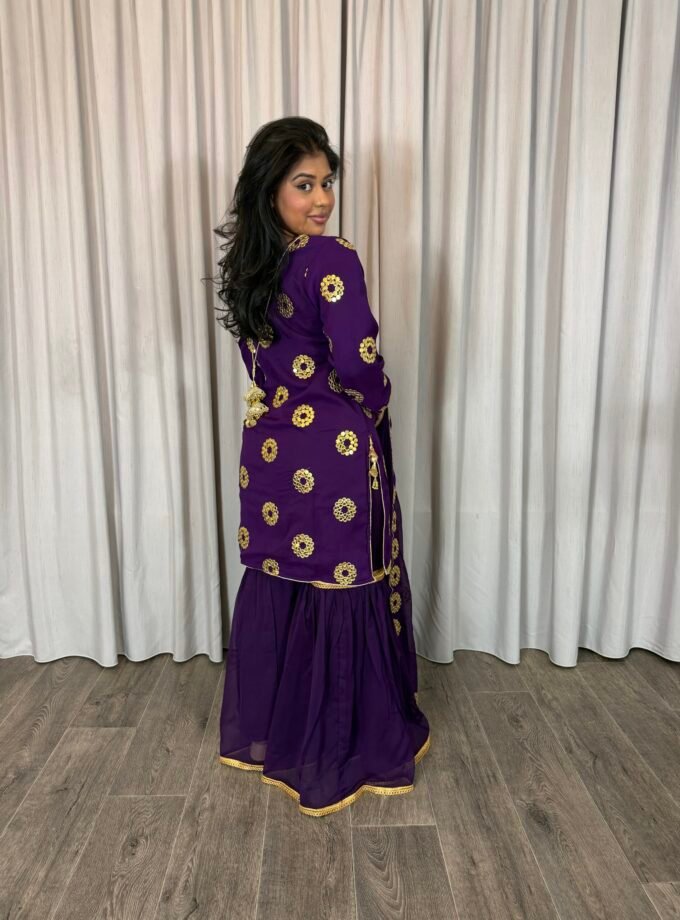Moeder dochter combi chiffon sharara - paars