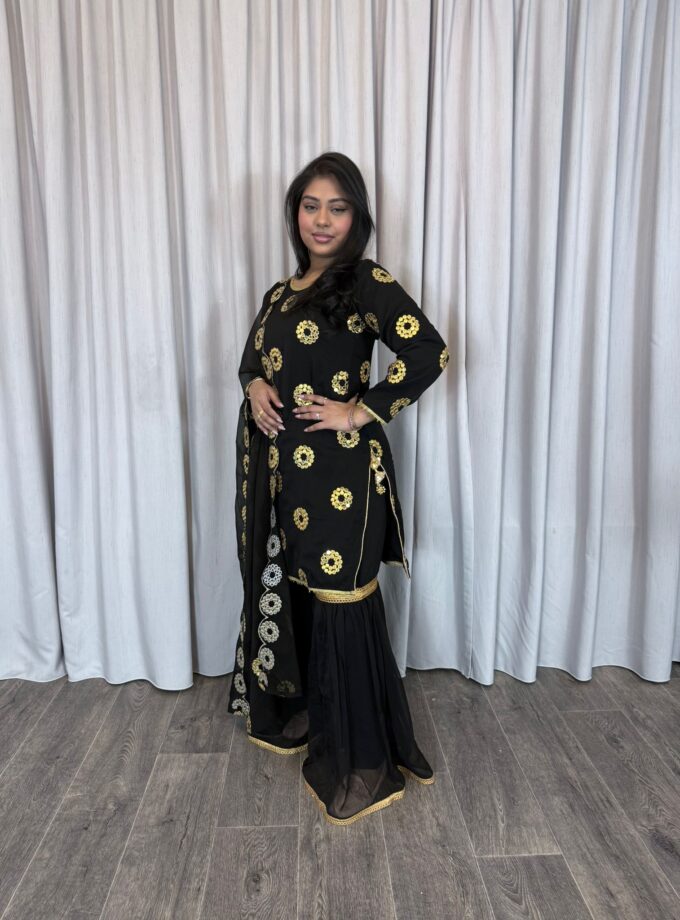 Moeder dochter combi chiffon sharara - zwart