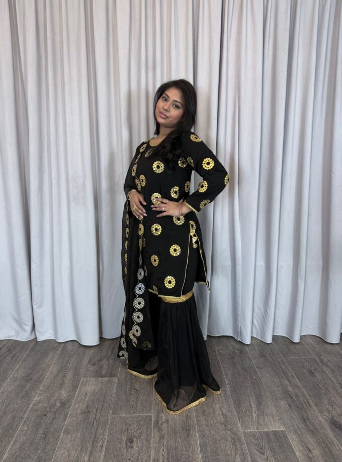 Moeder dochter combi chiffon sharara - zwart