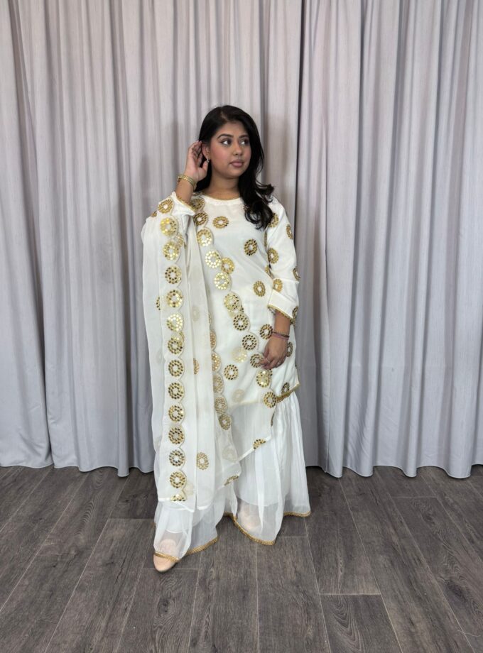 Moeder dochter combi chiffon sharara - wit