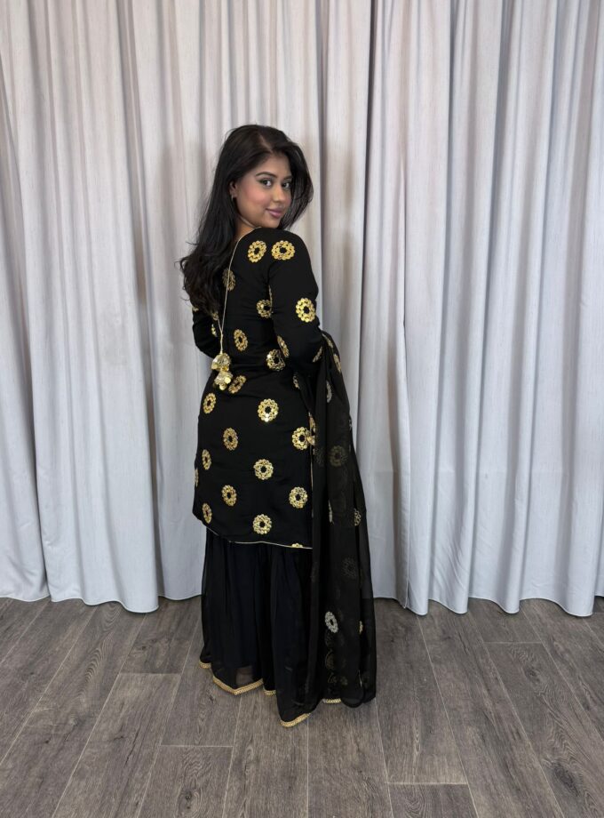 Moeder dochter combi chiffon sharara - zwart