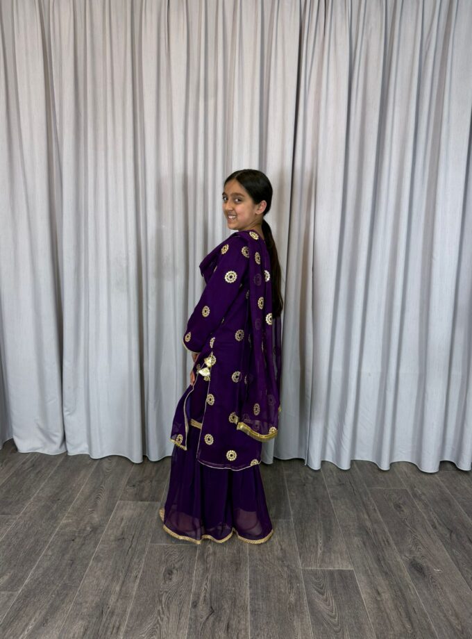 Moeder dochter combi chiffon sharara - paars