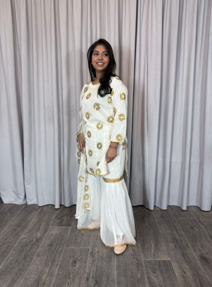 Moeder dochter combi chiffon sharara - wit