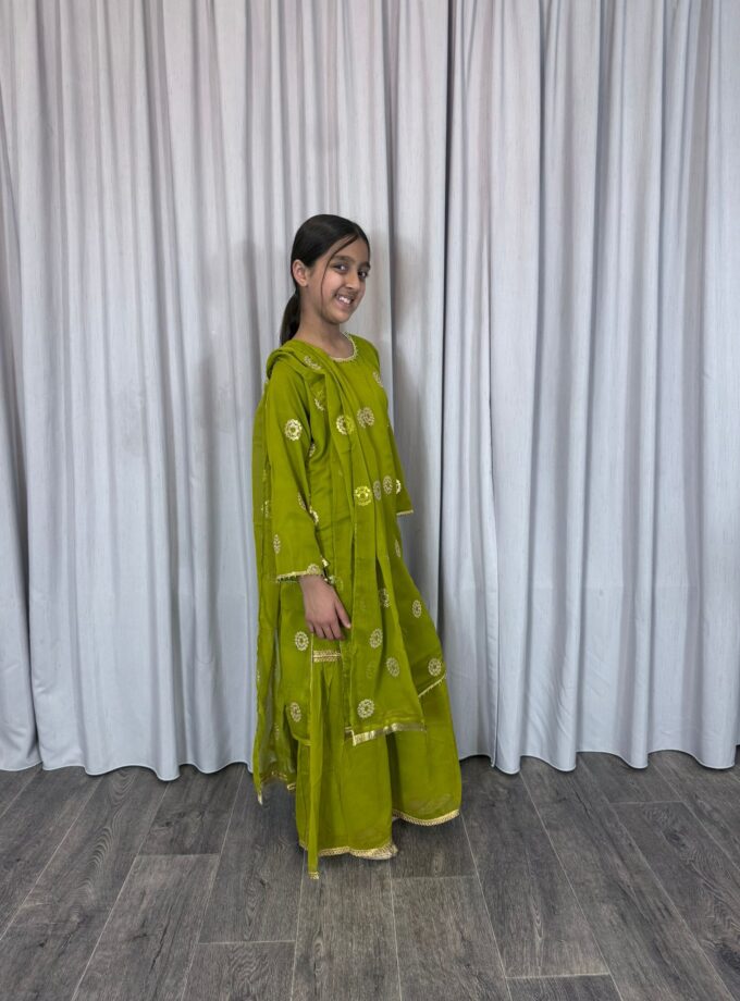 Moeder dochter combi chiffon sharara - groen