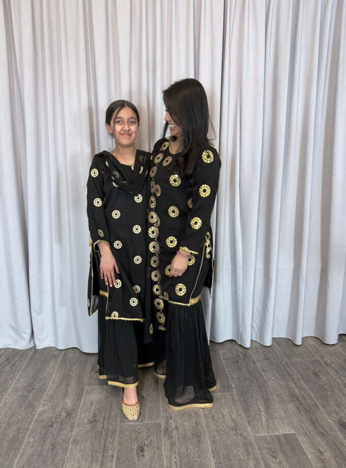 Moeder dochter combi chiffon sharara - zwart