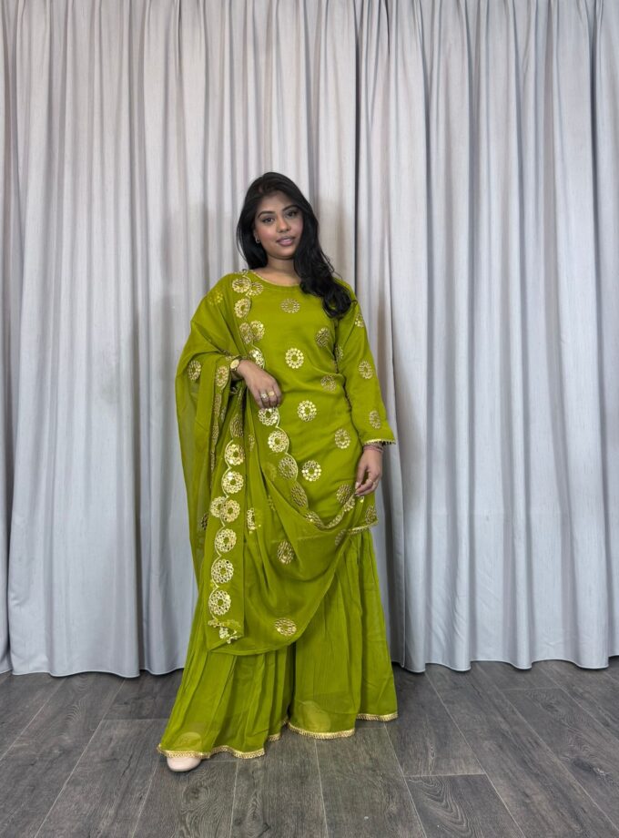 Moeder dochter combi chiffon sharara - groen