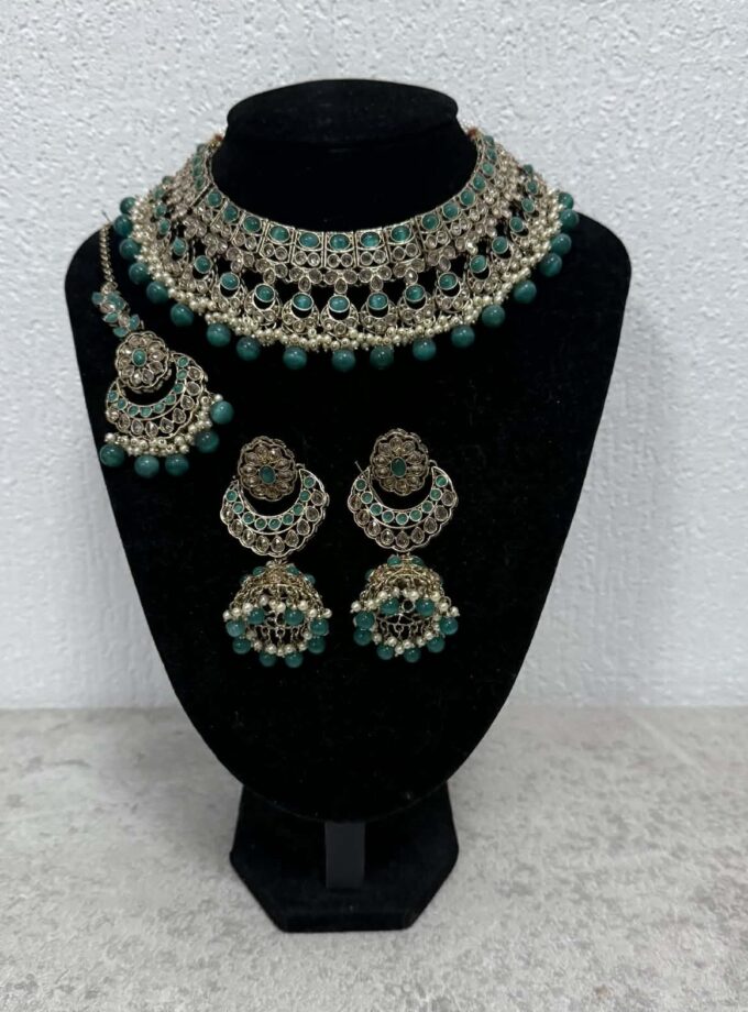 Sieradenset 1064- goud met groen