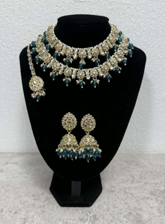 Sieradenset 1062- goud met zeegroen