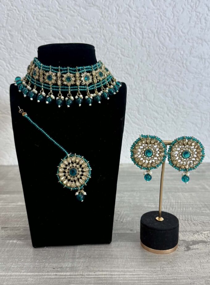 Sieradenset 1052 goud met zeegroen