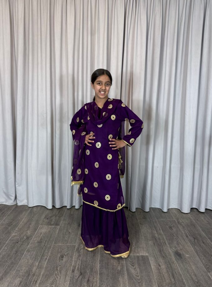 Moeder dochter combi chiffon sharara - paars