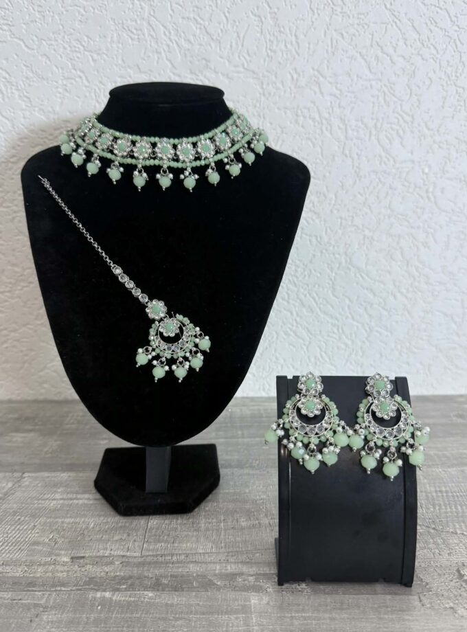 Sieradenset 1019- zilver met mintgroen