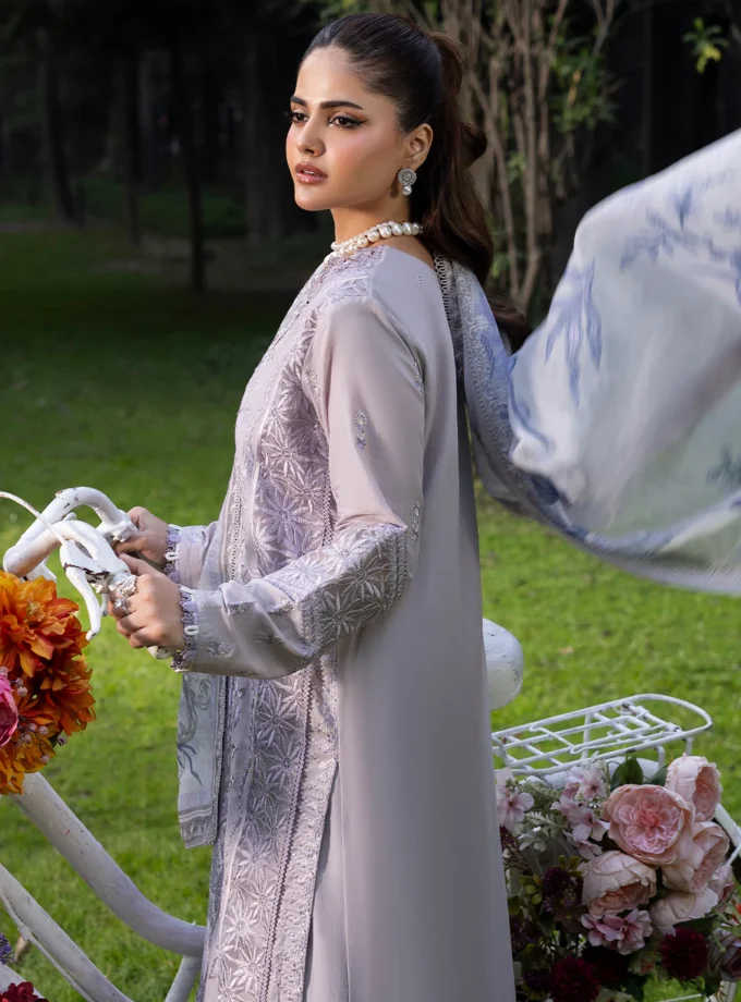 Zarqun fancy lawn suit lilac- 1612