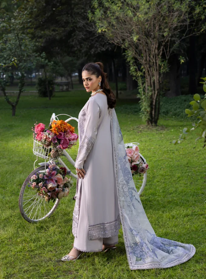 Zarqun fancy lawn suit lilac- 1612