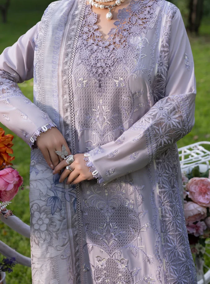 Zarqun fancy lawn suit lilac- 1612