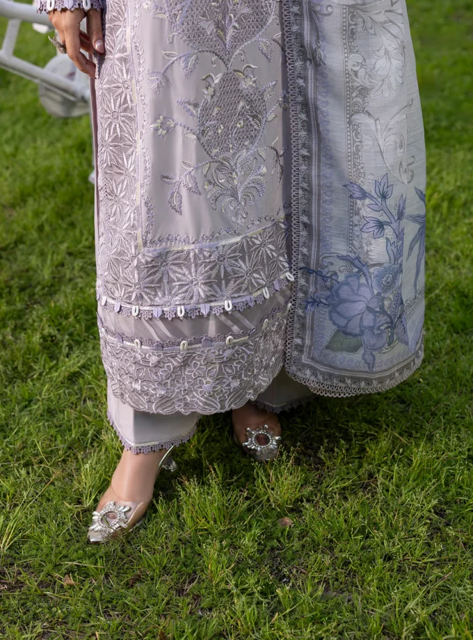 Zarqun fancy lawn suit lilac- 1612