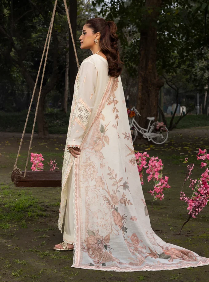 Zarqun fancy lawn suit ivory- 1616