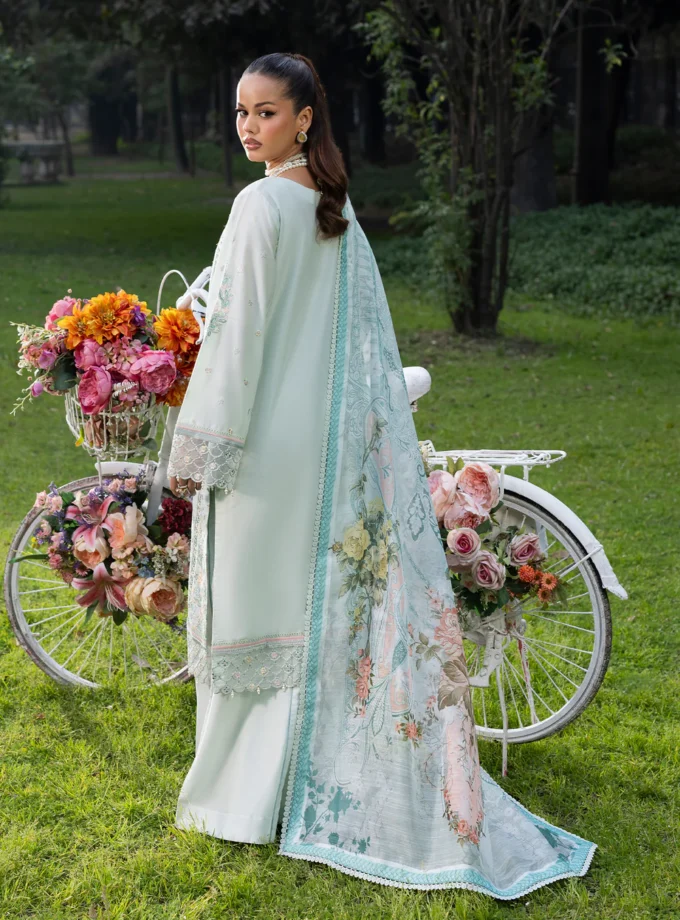 Zarqun fancy lawn suit ice blue - 1615